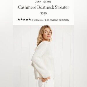 NWT Jenni Kayne Cashmere Boatneck Sweater Size Medium Color Ivory